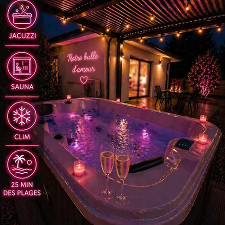 Un Sejour Romantique En Couple Avec Jacuzzi Prive Chromotherapie Jardin Maison Privee Villa Ychoux